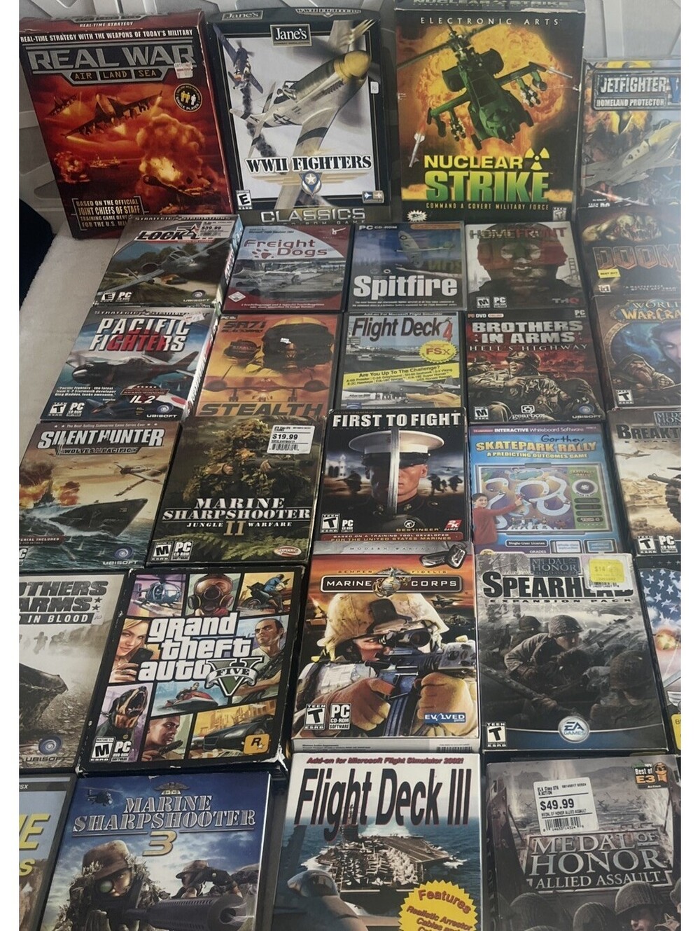 VINTAGE PC GAME LOT Big Box Jewel Case Military Flight Sim Star Wars GTA Deal
